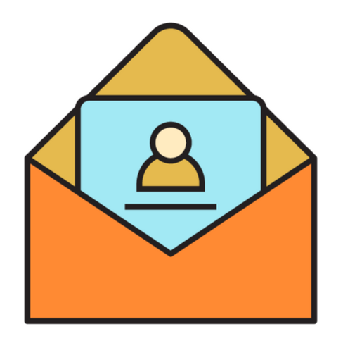 Simple illustration of an envelope with a letter coming out of it.