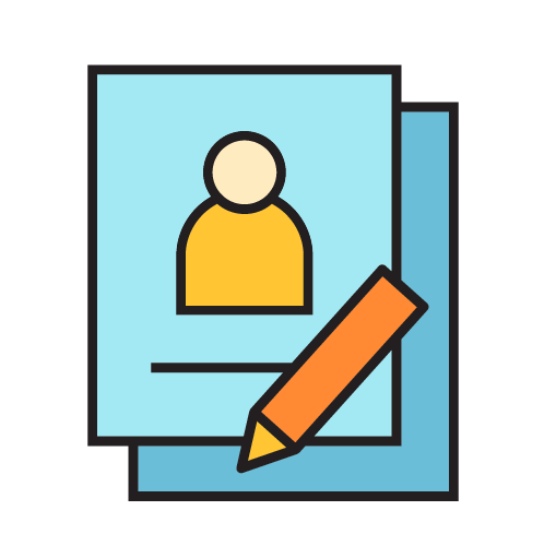 Simple illustration of a pencil and paper.