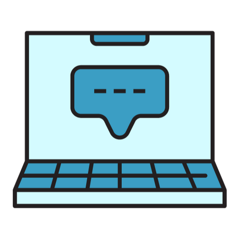Simple illustration of a computer with a message buibble.